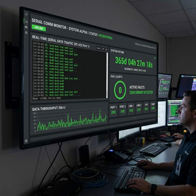 Dashboard showing 365 days uptime, zero faults