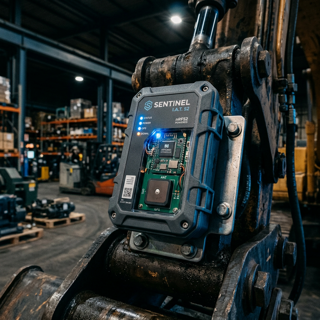 Industrial asset tracker with nRF52 on heavy machinery